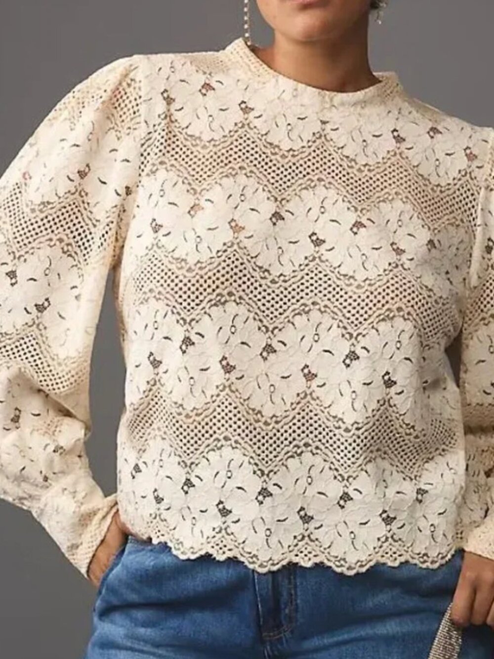 Anthropologie Dolan Left Coast Mock-Neck Lace Blouse